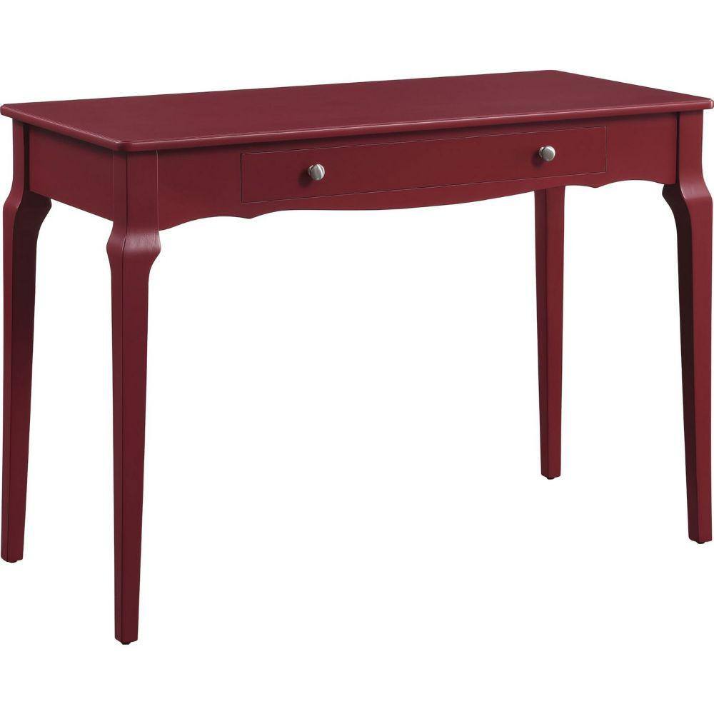 Benjara 19 in. Rectangle Red Wood 1Drawers Writing Desk with Wooden