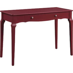 19 in. Rectangle Red Wood 1-Drawers Writing Desk with Wooden Frame