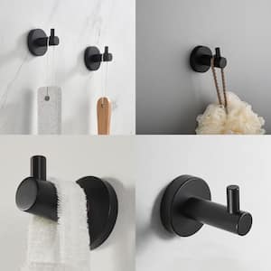 Bath 4-Pack Knob-Hook Robe/Towel Hook Wall Mounted Clothes Hooks in Matte Black