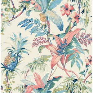 Malay Botanic Oyster Coastal Tropical Vinyl Peel and Stick Wallpaper Roll (Covers 30.75 sq. ft.)