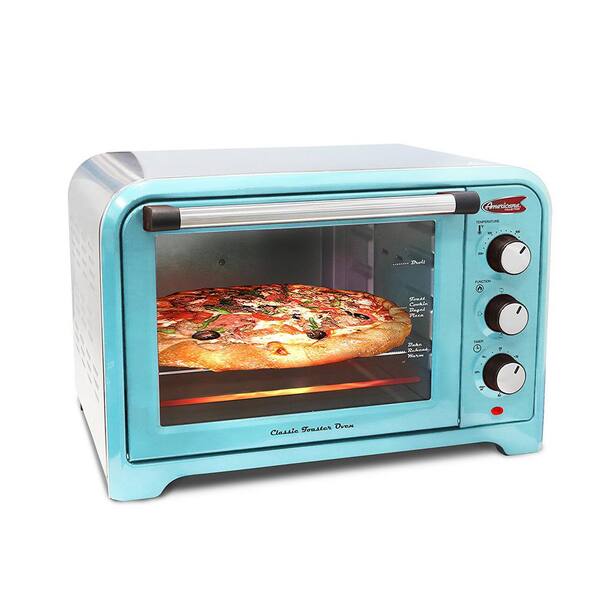 Americana 6 Slice of Bread or 12 in. Pizza Retro Blue Toaster Oven