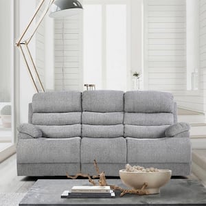 Ember 83.5 in. W Straight Arm Chenille Rectangle Power Reclining Sofa with Power Headrests and USB Ports in. Gray