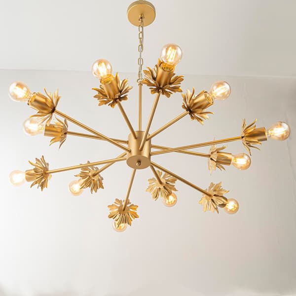 ELE Light & Decor Lucia 12-Light Gold Modern Linear Sputnik