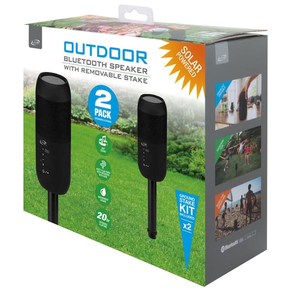 correct Moet Shilling iLive Indoor Outdoor IPX6 Waterproof Bluetooth Wireless Speakers with  Removable Stakes in Black (Set of 2) ISBW240BDL - The Home Depot