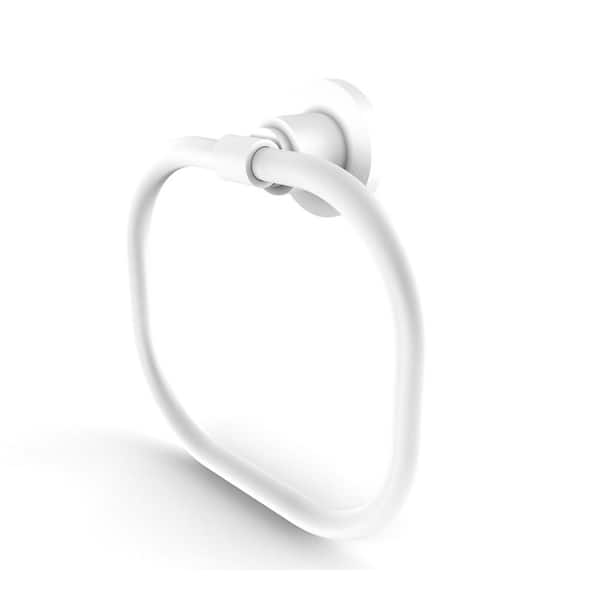 Allied Brass Washington Square Towel Ring in Matte White