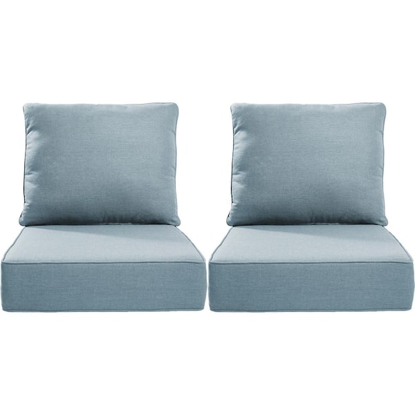 24 in. x 24 in. x 6 in. 4-Piece Deep Seating Water & Fade Resistant Outdoor Lounge Chair Replacement Cushion Set in Blue