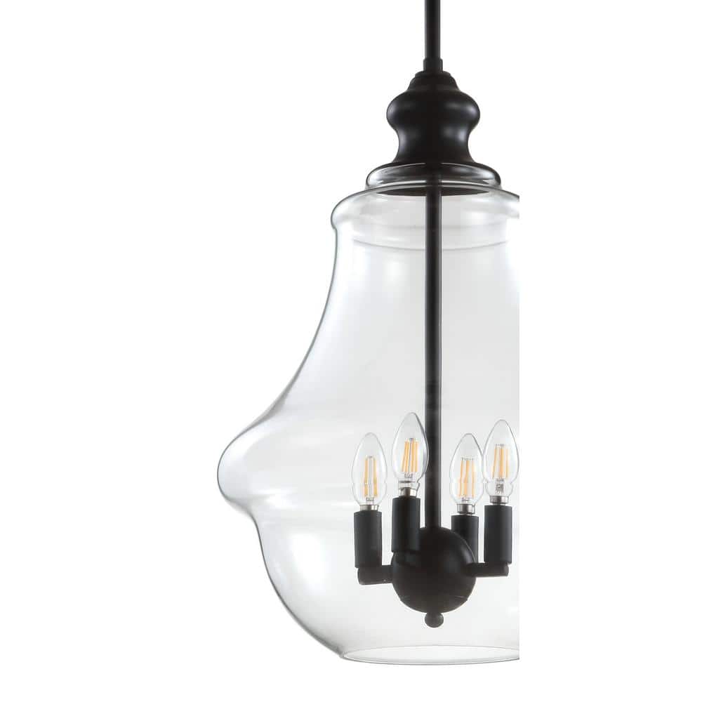Adam 16" Black Glass and Bronze LED Pendant Light