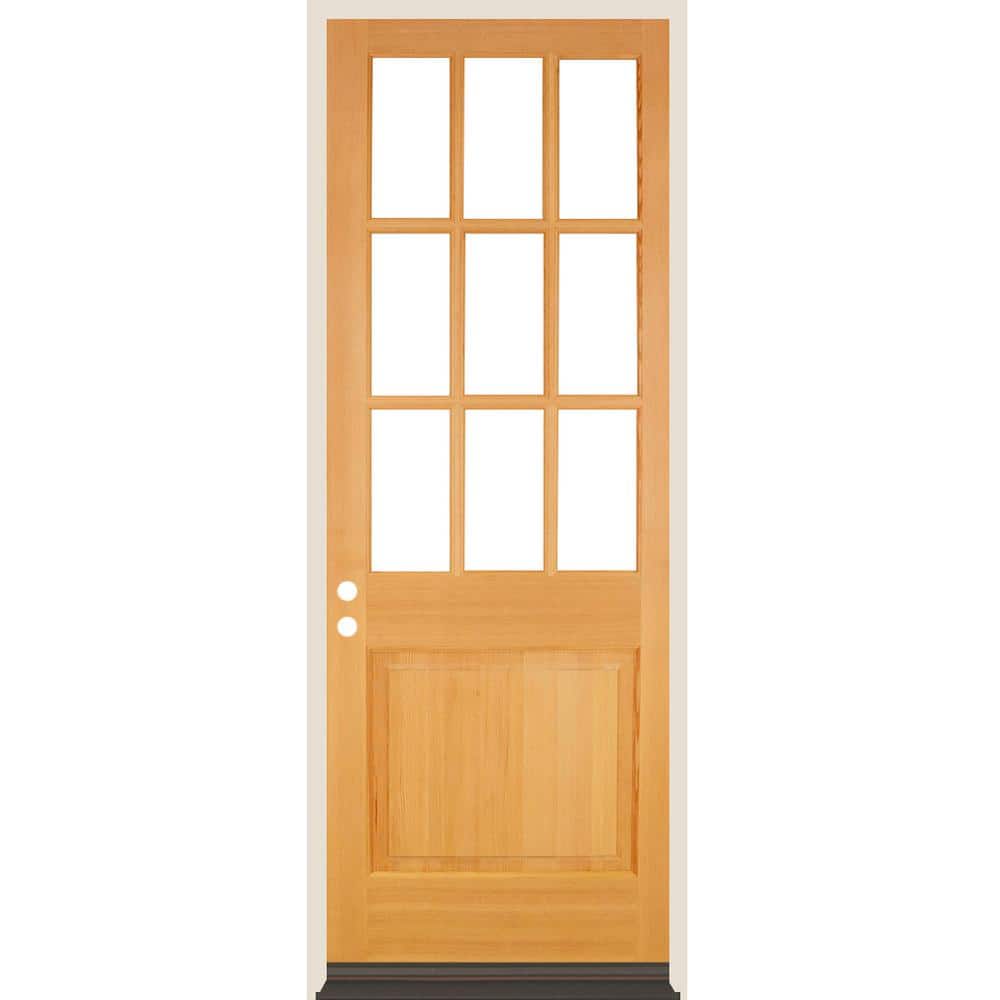 36 in. x 96 in. Farmhouse Beveled 9-Lite Clear Glass Right Hand Clear Stain Hemlock Wood Prehung Front Door price history on PriceWatchPro