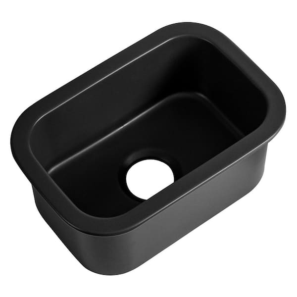 Undermount Fireclay 13 in. Single Bowl Kitchen Sink in Black Matte
