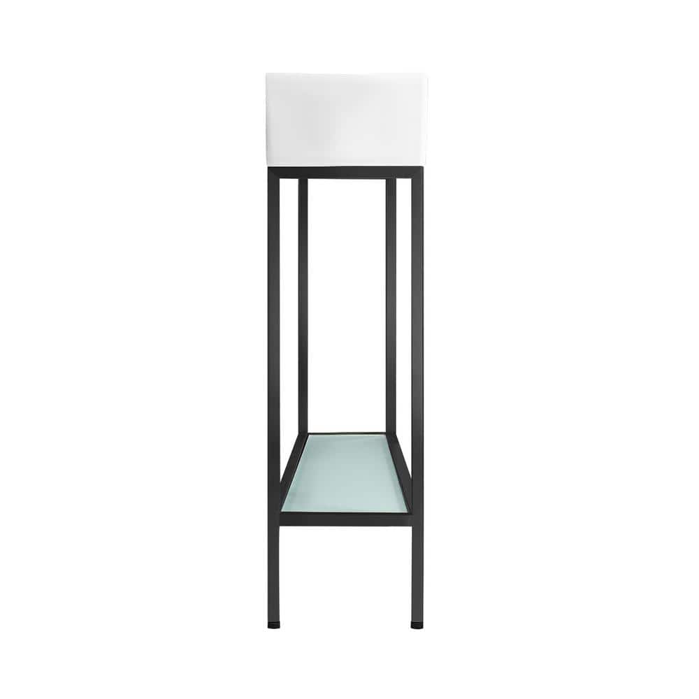 Pierre Matte Black 19.5" Freestanding Metal Frame Bathroom Vanity with Glass Shelf