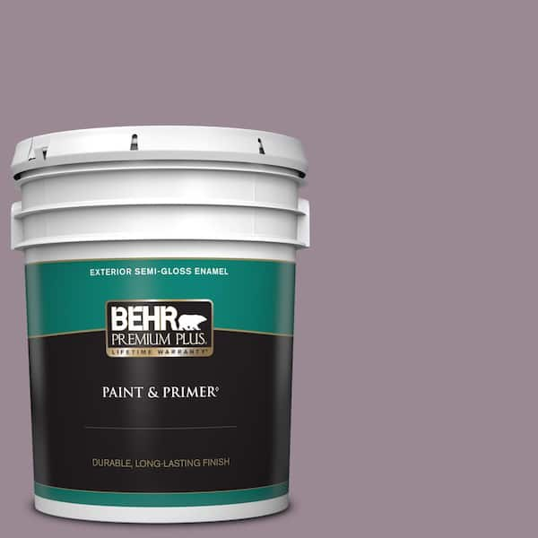 BEHR PREMIUM PLUS 5 gal. #690F-5 Purple Mauve Semi-Gloss Enamel Exterior Paint & Primer