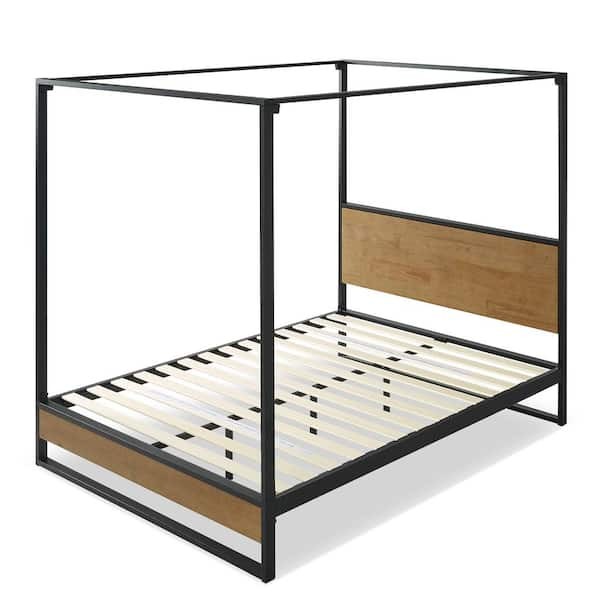 zinus suzanne metal and wood canopy platform bed