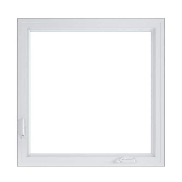 American Craftsman 40.75 in. X 40.88 in. 70 Series Lowe Argon Glass Twin Casement Left Hand/Right Hand White Vinyl Fin Window with Screen