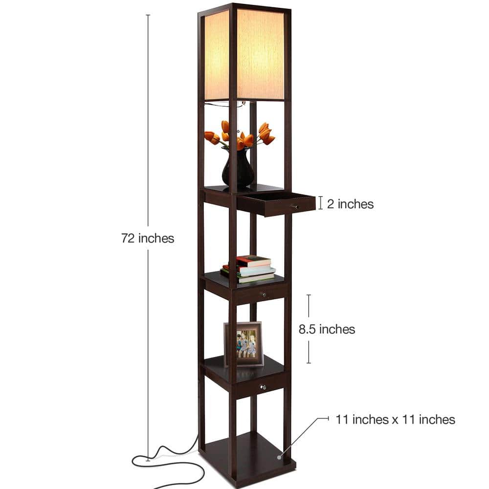 Kids' Energy Star White LED Shelf Floor Lamp with Drawer