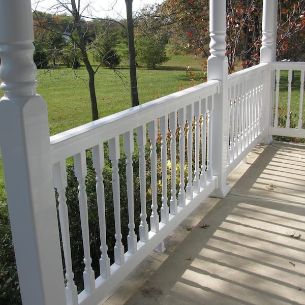 Delray 3 ft. H x 8 ft. W Vinyl White Railing Kit with Colonial Spindles