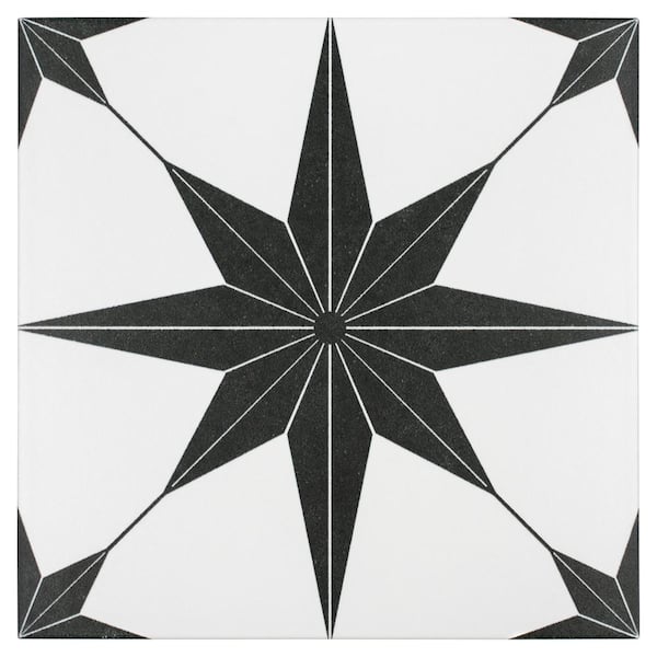 Merola Tile Stella Nero 9-3/4 in. x 9-3/4 in. Porcelain Floor and Wall Take Home Tile Sample