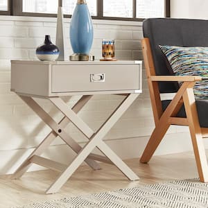 Wenderson 1-Drawer Silver Nightstand