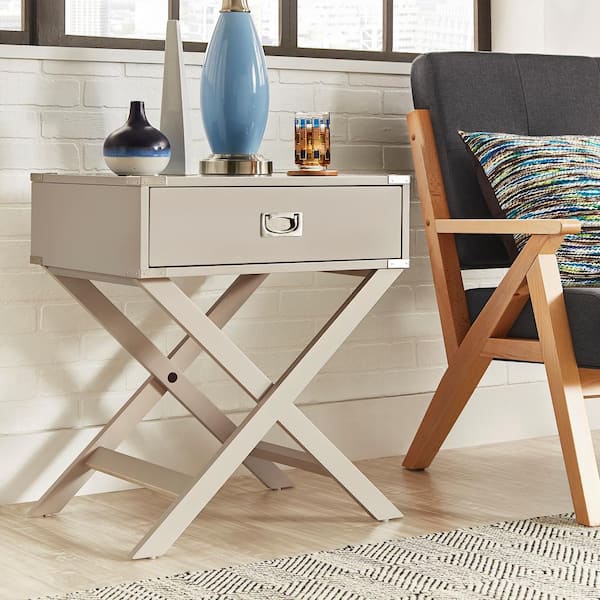 Unbranded Wenderson 1-Drawer Silver Nightstand