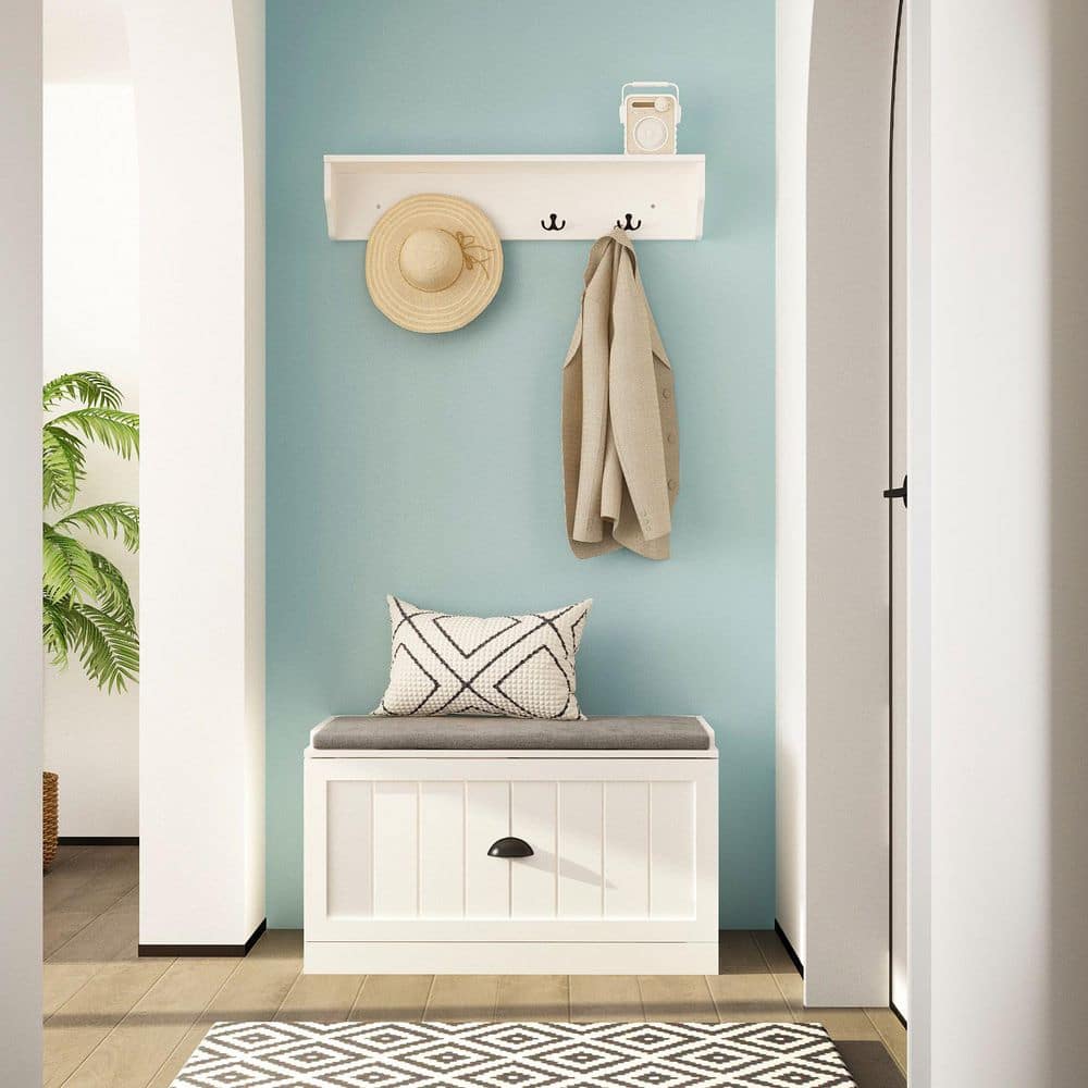 FUFU&GAGA 70.9 in. H x 86.8 in. W, White Wood Shoe Storage