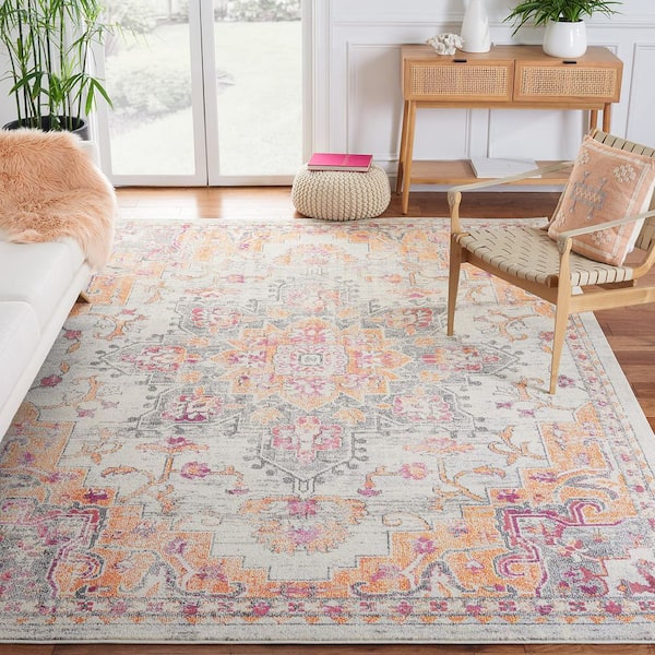 Orange Polypropylene 6 ft. x 9 ft. Oriental Indoor Area Rug
