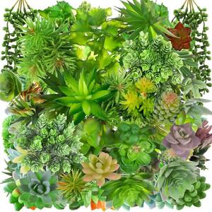 120 Pack Green Indoor Outdoor Artificial Succulent Plant Assorted Faux Decorative Plastic Plants for Garden 7.48 in.