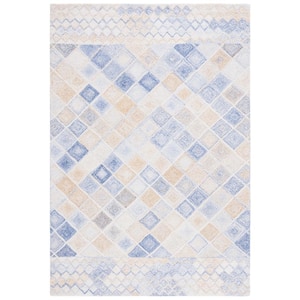 Abstract Blue/Gray Doormat 3 ft. x 5 ft. Geometric Diamond Area Rug