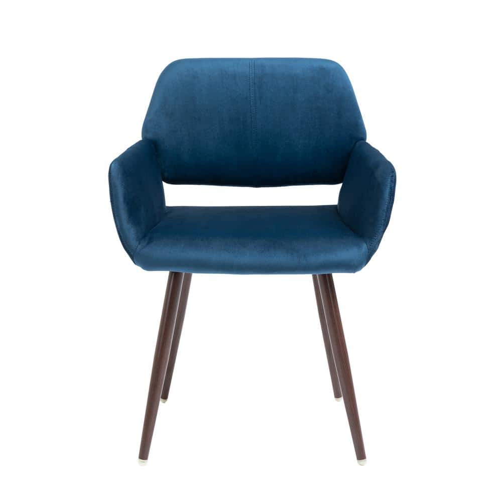 Tidoin Modern Blue Open Back Upholstered Dining Chair with Wood Legs DS ...