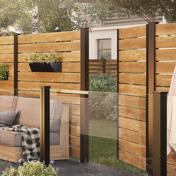 Gate Frame Kit 71 in. Black Aluminum for Horizontal Boards (hinges and locks sold separately)