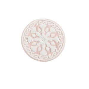 Marrakesh 25 in. x 25 in. Pink Medallion Tufted Cotton Round Bath Rug