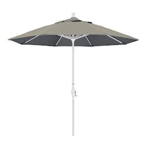 9 ft. Matted White Aluminum Market Patio Umbrella with Collar Tilt Crank Lift in Spectrum Dove Sunbrella