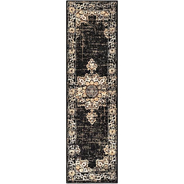 Livabliss Sora Black 2 ft. 2 in. x 7 ft. 6 in. Oriental Runner Rug