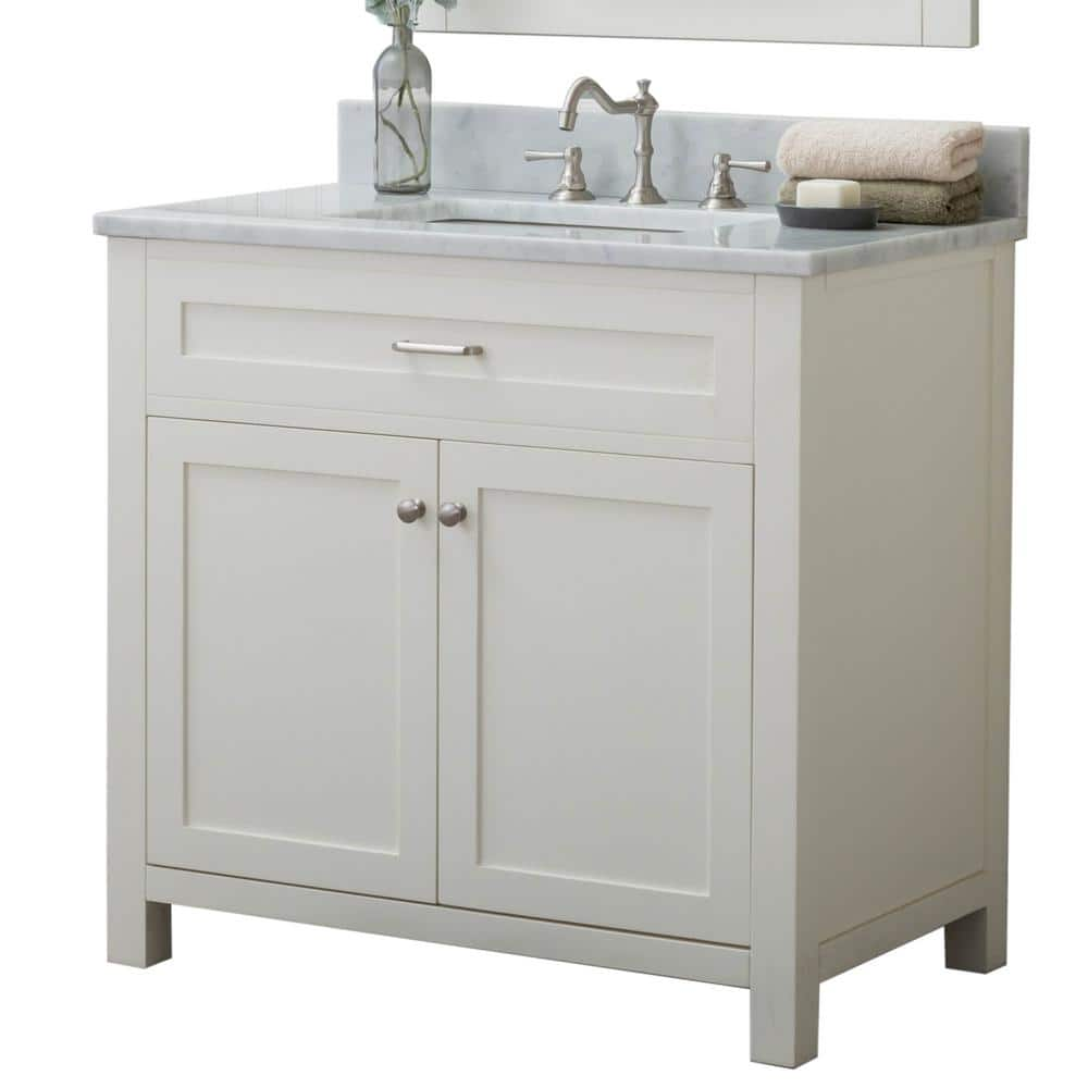 Redmond 36 In W X 342 In H Bath Vanity In Linen White With Marble Vanity Top In White With White Basin Hkgb 101 36 W Cwmt The Home Depot