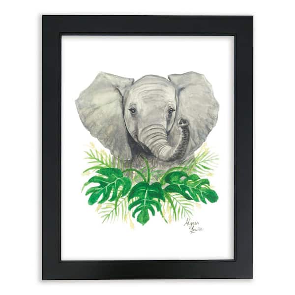 Unbranded Safari Littles "Elephant" by Alyssa Lewis Individual Black Framed Animal Art Print 24 in. x 18 in.