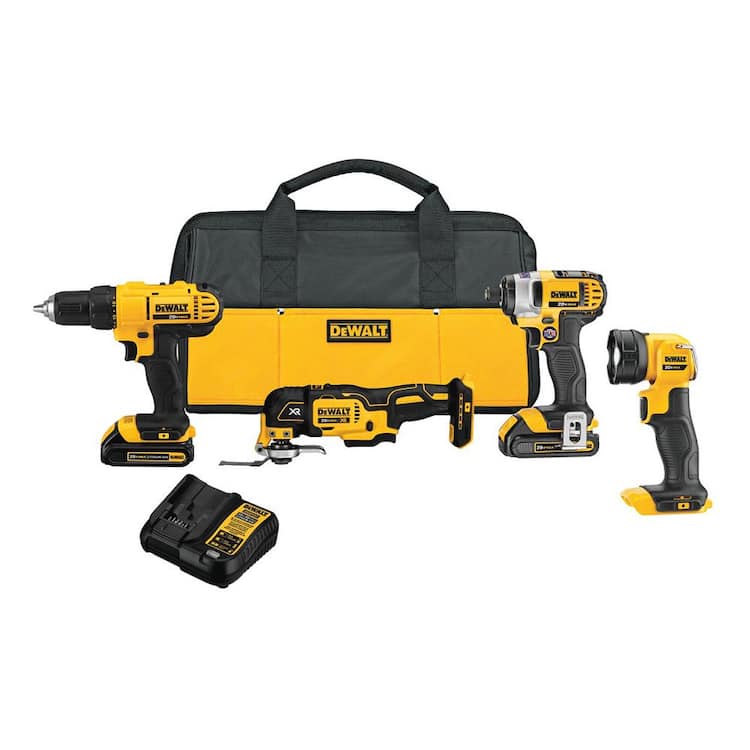 DEWALT 20V MAX Cordless 4 Tool Combo Kit with (2) 20V 1.5Ah Batteries and Charger