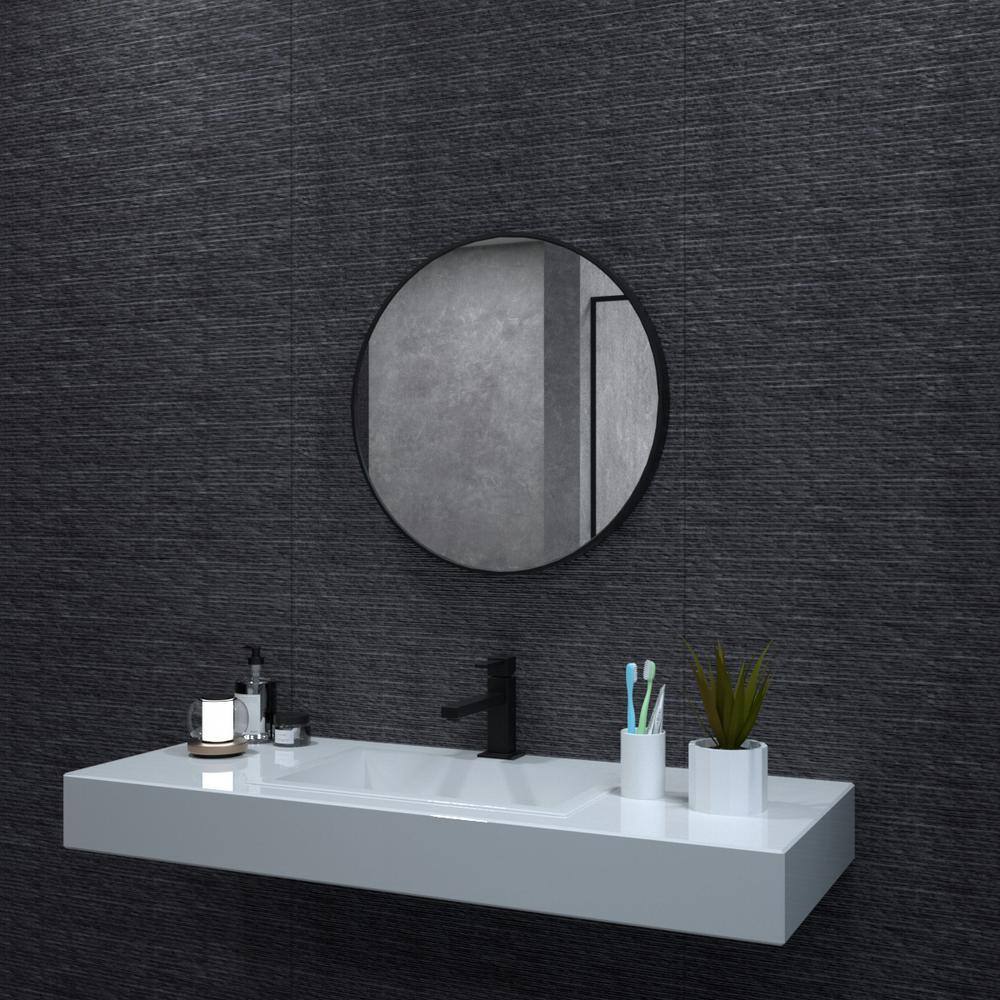 24" Round Silver Aluminum Framed Wall Mirror