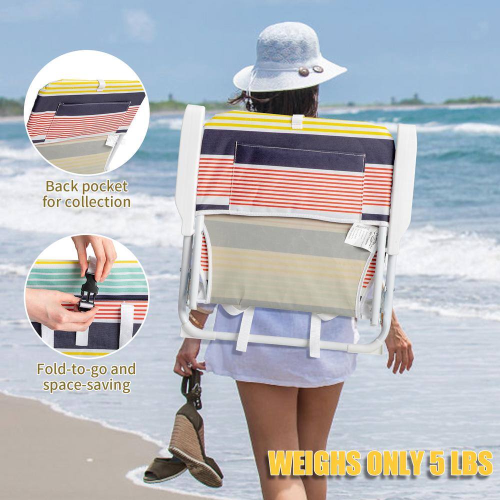 Colorful Striped Steel Frame Beach Armchair
