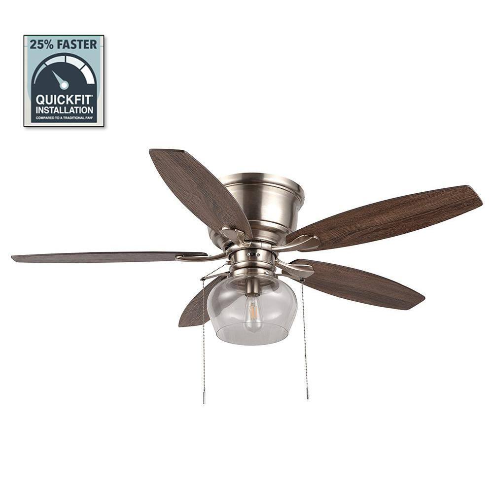 Hampton Bay Stoneridge 52  LED Indoor/Outdoor Brushed Nickel Hugger Ceiling Fan