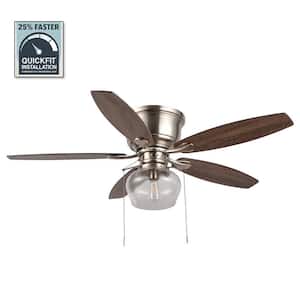 Stoneridge 52 in. LED Indoor/Outdoor Brushed Nickel Hugger Ceiling Fan with Light Kit