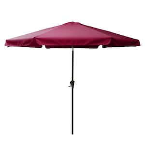 10 ft. Steel Market Crank Open Patio Umbrella in Wine Red
