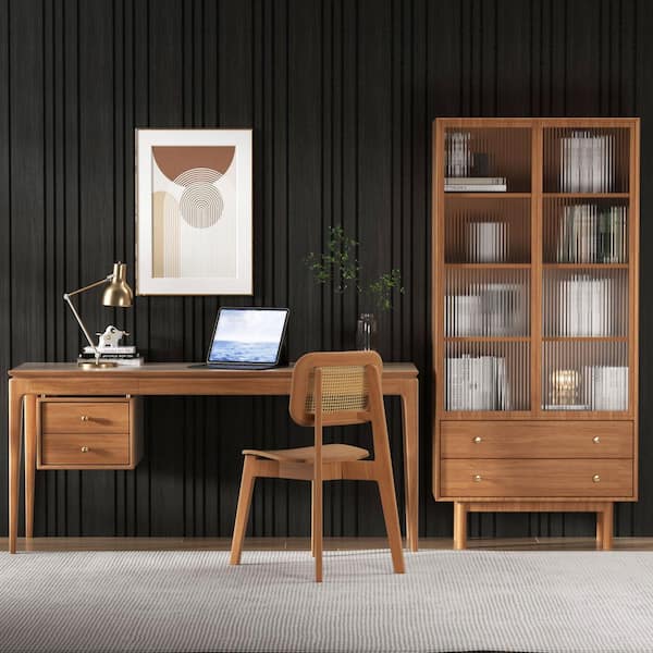 Black 0.7 in. x 1.97 ft. x 1.97 ft. Staggered Wood Slat Acoustic Decorative Wall Paneling (8 Piece/31 sq. ft. )