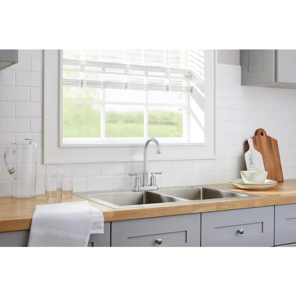Oswell Double Handle Bar Faucet in Stainless Steel