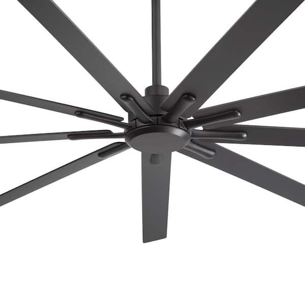 Melony 84 in. Windmill Black Covered Outdoor Ceiling Fan with Downrod, Black/Brown Blade and Remote Included No Light
