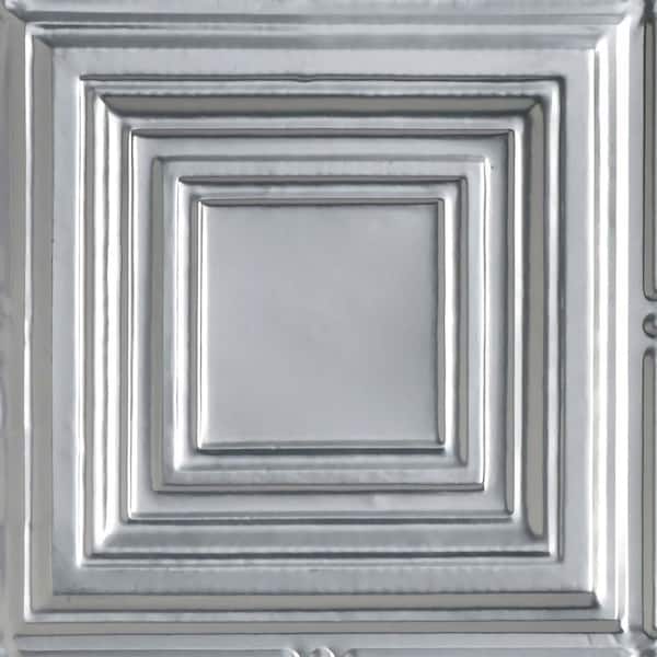 FROM PLAIN TO BEAUTIFUL IN HOURS Take Home Sample - Cubism Lacquered Steel 1 ft. x 1 ft. Decorative Tin Style Lay-in Ceiling Tile (1 sq. ft./case)