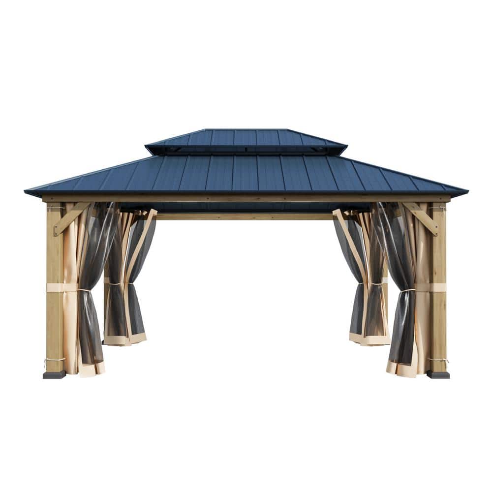 12 ft. x 16 ft. Hardtop Gazebo with Double Roof and Aluminum Frame, Outdoor