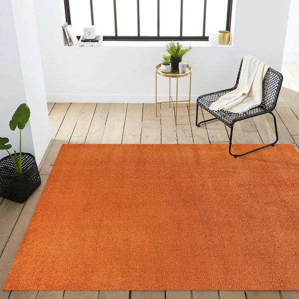 NETLINE HOME Rugs Living Room - Machine Washable Rug, Low Pile Non-Slip Area Rug - Area Rugs For Bedroom, Kitchen, Hallway - Pet Friendly Carpet, Modern Room Decor (ORANGE, 80X150