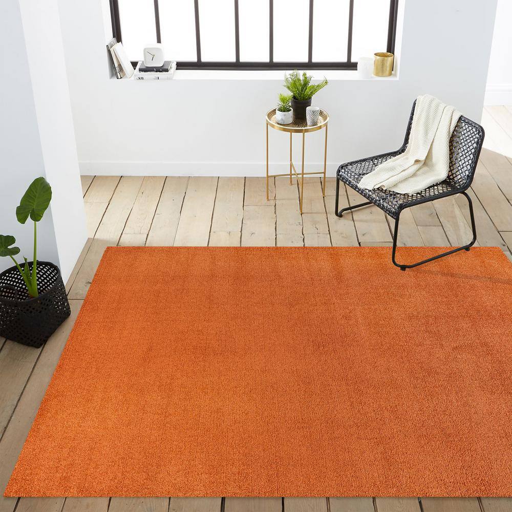 Haze Solid Orange Synthetic 8' x 10' Area Rug