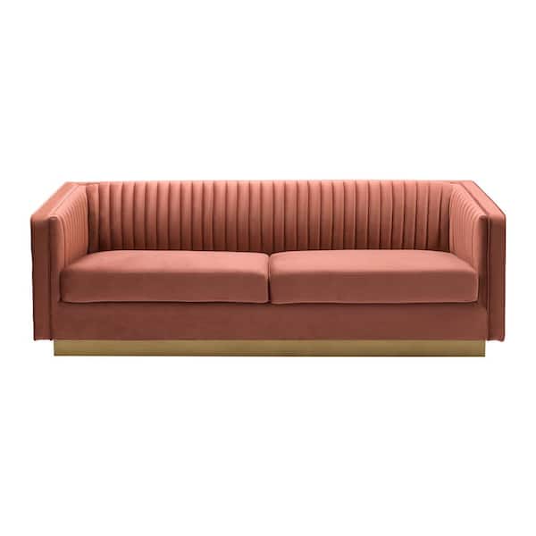 Blush Velvet 3 Seater Tuxedo Sofa, Armen Living Sofa