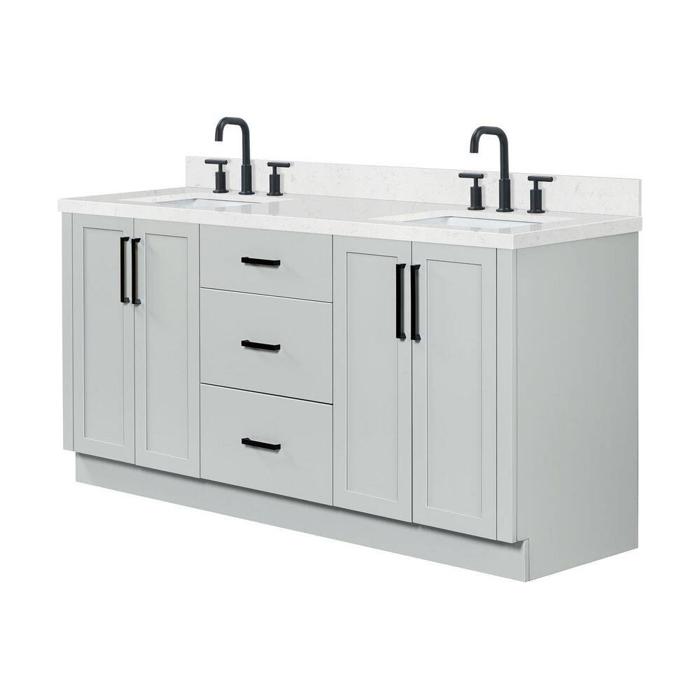 Loren 72 in. Double Sink Freestanding in Grey Bath Vanity with Carrara White Quartz Top price history on PriceWatchPro