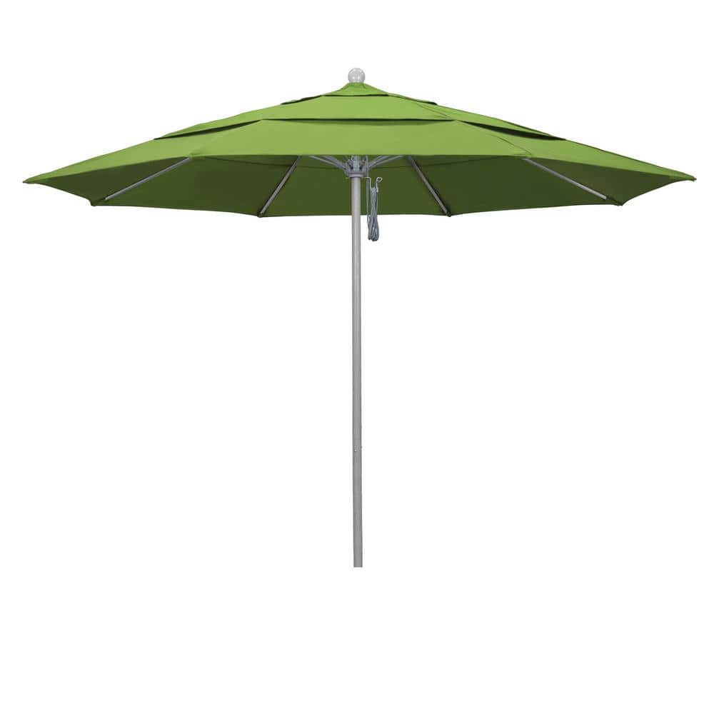 11 ft. Gray Woodgrain Aluminum Commercial Market Patio Umbrella Fiberglass Ribs and Pulley Lift in Macaw Sunbrella price history on PriceWatchPro