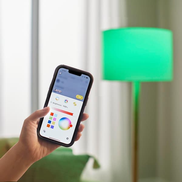 150-Watt Equivalent Smart A21 E26 Base Color Changing CEC LED Light Bulb with Voice Control (1-Bulb) Powered by Hubspace